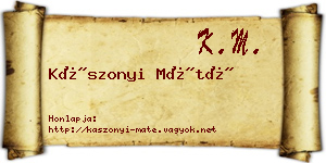 Kászonyi Máté névjegykártya