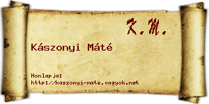 Kászonyi Máté névjegykártya